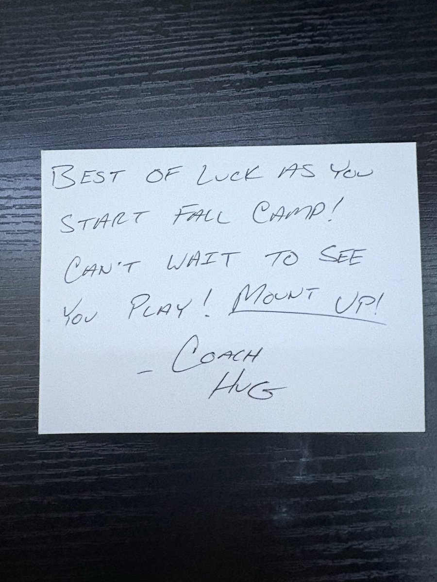 HaydnSlomovitz's tweet photo. Thank you @CoachHug9 for another hand written note in the mail today! I’m excited for the season and coming down for a game day visit and hopefully receiving an offer from Mount Saint Joseph University!

@coachtmsj @CoachHopperton @MSJ_FB @Coach_MikeWood @gccs_athletics https://t.co/k3g79D496j
