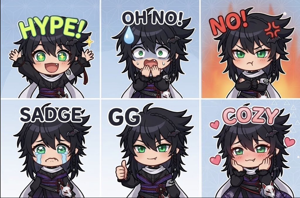 zylaa_110's tweet photo. Just wrapped up this custom emote pack! From HYPE to COZY, which one's your favorite?

My commissions are open! If you want to level up your stream or VTuber look, slide into my DMs. 🎨

#VTuberAssets #StreamerCommissions #TwitchEmotes #GraphicDesign #VTuber https://t.co/906aCqfDIY