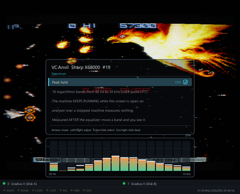 VC_Anvil's tweet photo. The behavior can be checked pixel by pixel: the verifiable replay records what you press plus a hash per frame, and catches any divergence on playback. There's also a live audio spectrum analyzer. No "just trust me," there's data behind every frame. https://t.co/vSxzfCYs4d