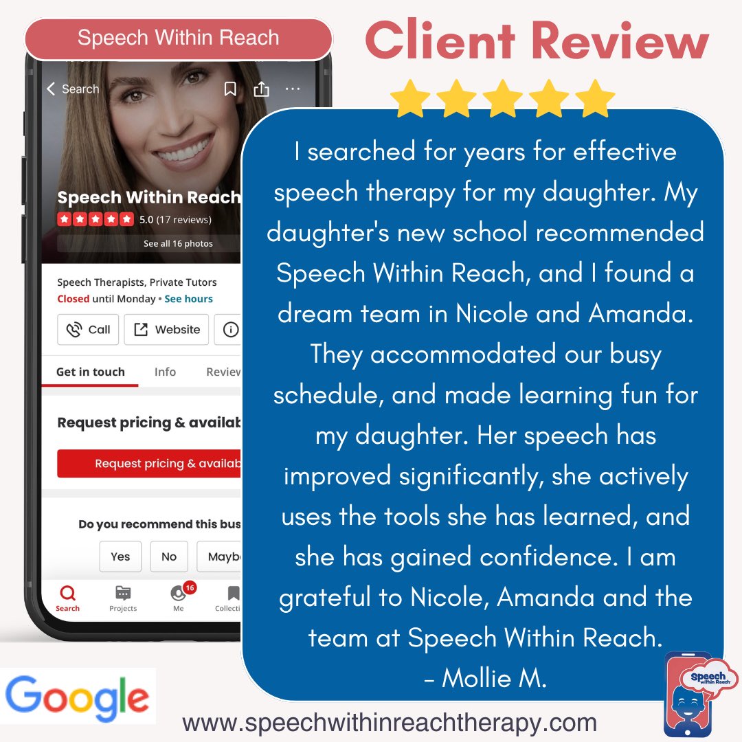 ReachSpeech's tweet photo. 💙 Nothing means more to us than hearing how therapy has made a difference in our client’s lives. 

For speech therapy support, give us a call at 1-800-689-8211 or visit our website https://t.co/J3FNeqz1oA to book a gifted consultation!

#speechwithinreach #speechtherapy https://t.co/xT6peAJePE