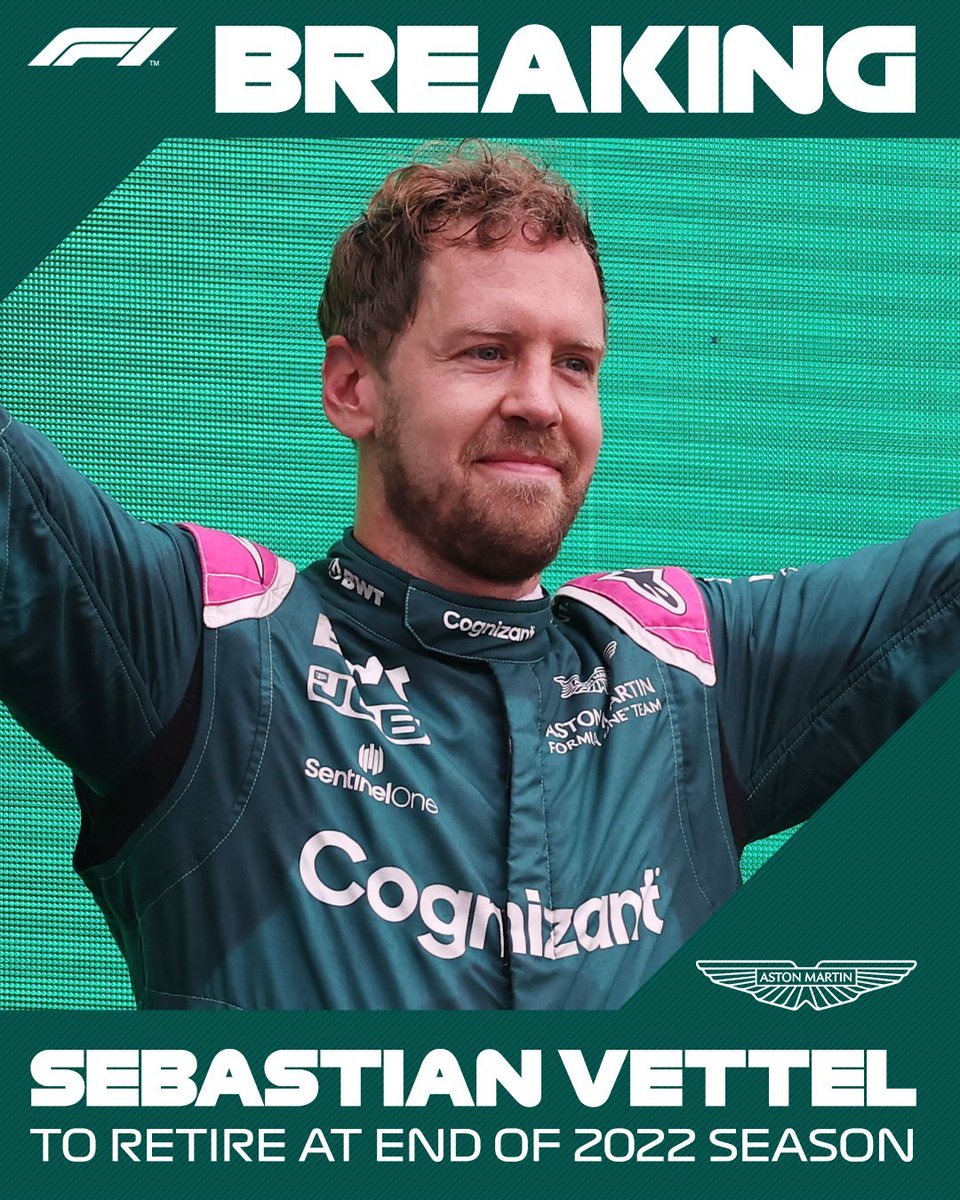 F1BigData's tweet photo. On this day in 2022, Sebastian Vettel, a 4-time world champion, announced his retirement at the end of the season https://t.co/iIdjjJ0KBS