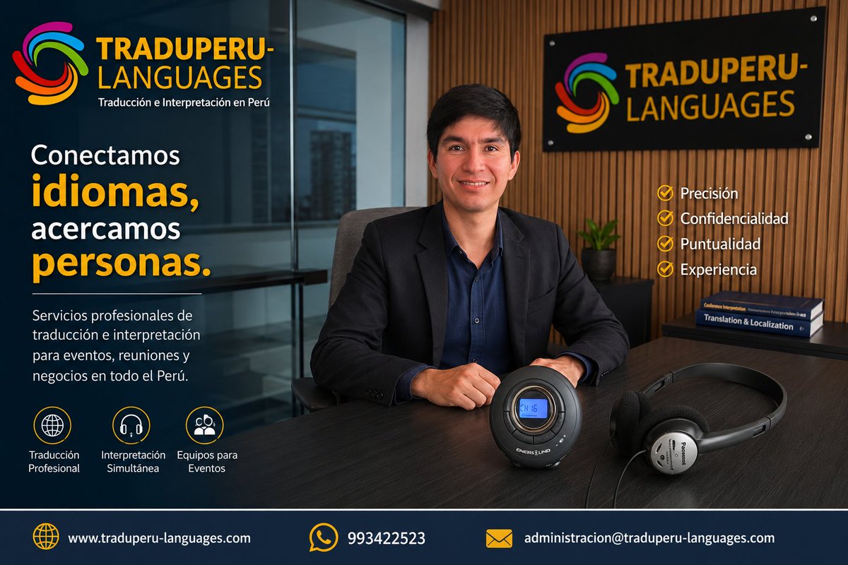 intermusic_pro's tweet photo. Welcome to Traduperu Languages, your premier Translation and Interpretation Service provider based in Lima,
++ English Simultaneous Translation Cusco, Arequipa, Lima and Trujillo Cel. 993 422 523 https://t.co/WcYwqNNYOr
  https://t.co/i9DRganlxG https://t.co/iijaNHlfvL