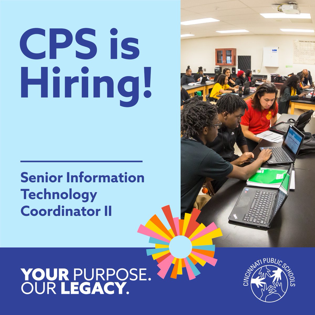 IamCPS's tweet photo. Ready to lead technology projects with impact beyond the screen?

CPS is hiring a Senior Information Technology Coordinator II to help power the systems that keep our schools connected and our district moving. 

Learn more and apply:
https://t.co/hlJi8Wxh6Y https://t.co/mbPPdTzLje