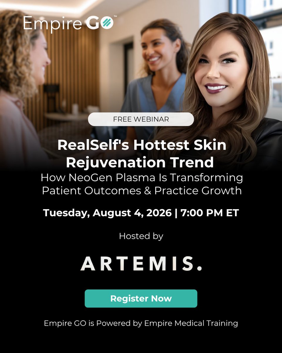 EmpireMedical's tweet photo. Join us for a FREE live webinar and discover why NeoGen® Nitrogen Plasma Technology has been recognized as one of RealSelf's hottest skin rejuvenation trends.
>> https://t.co/sW6CAoNsKo https://t.co/dhbnFIqW7t