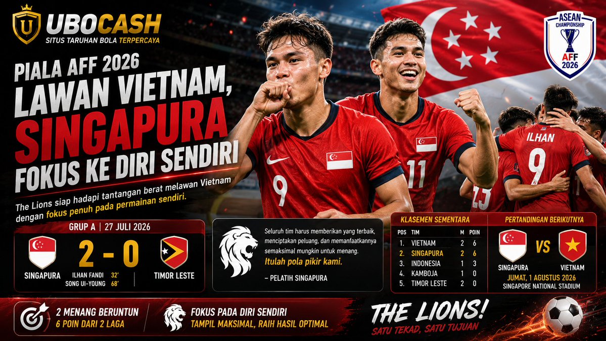 ubocash's tweet photo. ๐ฆ The Lions siap menghadapi ujian sesungguhnya! Setelah menang atas Timor Leste, Singapura kini membidik hasil positif saat bertemu Vietnam. ๐ธ๐ฌโฝ
#PialaAFF #Vietnam #ubocash
๐๐๐
https://t.co/Uud4vAttTO
๐๐๐
https://t.co/6VgMLIX4oA https://t.co/W47PlAnF5S