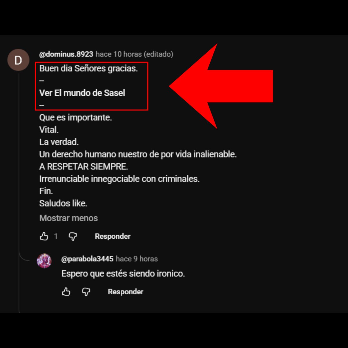 sotanin_'s tweet photo. Una cosa que acabo de descubrir de Cucksel: ahora paga bots para SPAMEAR su canal de conspiraciones de mierda en los comentarios de YouTube de otros canales?
Fijaos en el nombre de usuario y como esta escrito, no os parece un bot de SPAM?. https://t.co/ZMPg3HNUL4