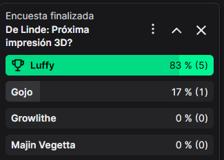 L1nderkin's tweet photo. Ya que por aqui no votais, he tenido que hacer otra en directo....y a ganado luffy https://t.co/uq0x2LsiMm