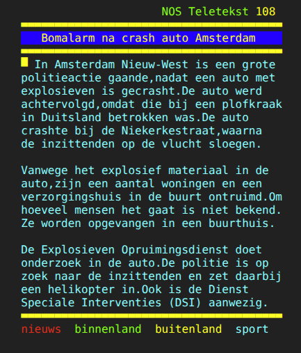 cvhene's tweet photo. Bij de @NOS dachten ze: Nierkerkestraat? Dat zal wel een typefout zijn, wij maken er Niekerkestraat van. #teletekst #bomalarm https://t.co/qT9MwRqeOM