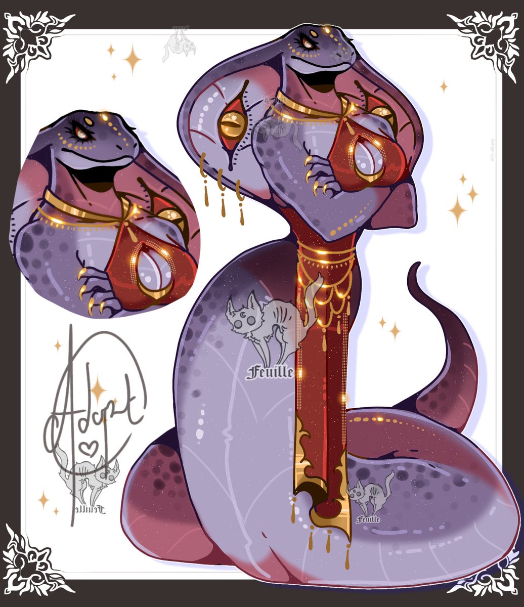 Feuille_png's tweet photo. [ Open ] 🖤💜 Hana the purple cobra auction
 
Adopt available here: https://t.co/qwSNabLaSh

#adoptable #furryfandom #adopts #art #furryartist #furry #anthro #furryartwork #oc #adoptables #furrygirl #scalie #snake https://t.co/oJggSNskL7