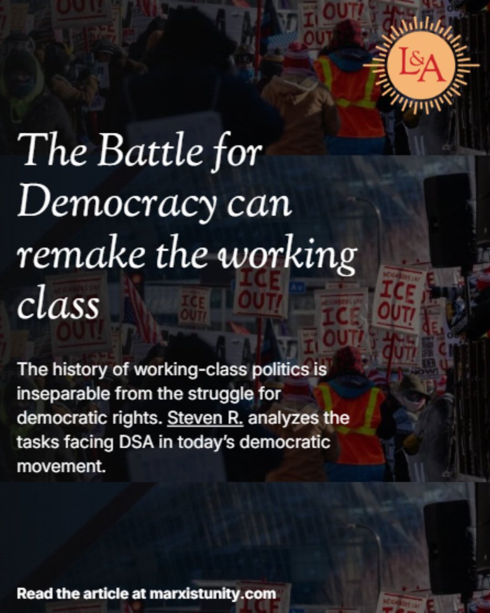 MarxistUnityDSA's tweet photo. New in Light &amp; Air! The working class can remake itself as a historical actor around the struggle for democracy, a society in which we are free to rule ourselves as equals. We need to finish Reconstruction and a Democratic Socialist Republic. https://t.co/VNY7FzDcbR