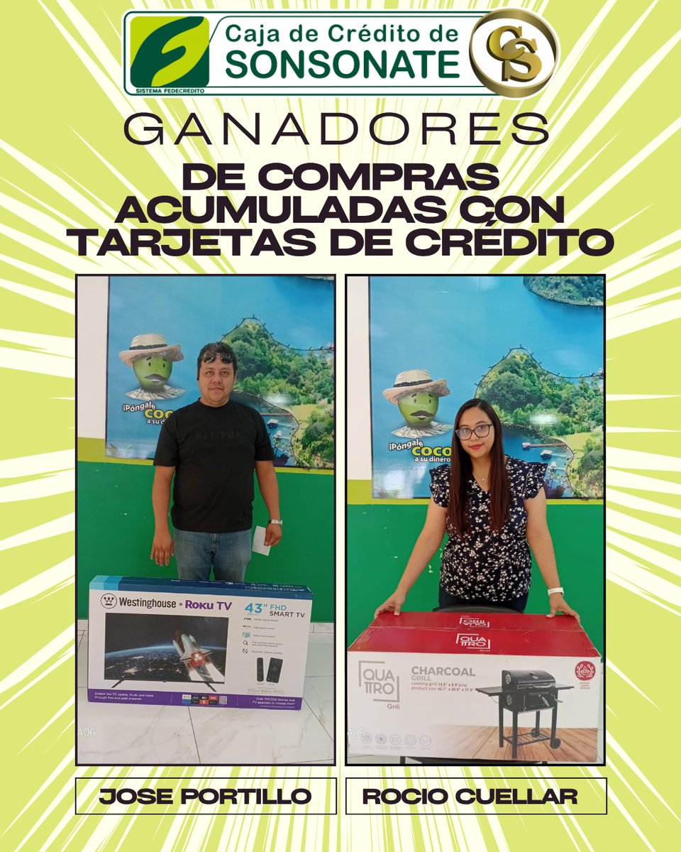 Caja_Sonsonate's tweet photo. ¡Ya tenemos a nuestros dos grandes ganadores de la rifa! 💚✨
Agradecemos a todos nuestros clientes por participar. Durante la promoción, por compras acumuladas de $200 o más, se generó automáticamente un ticket electrónico para participar en el sorteo💚 https://t.co/jJNJXWcJru