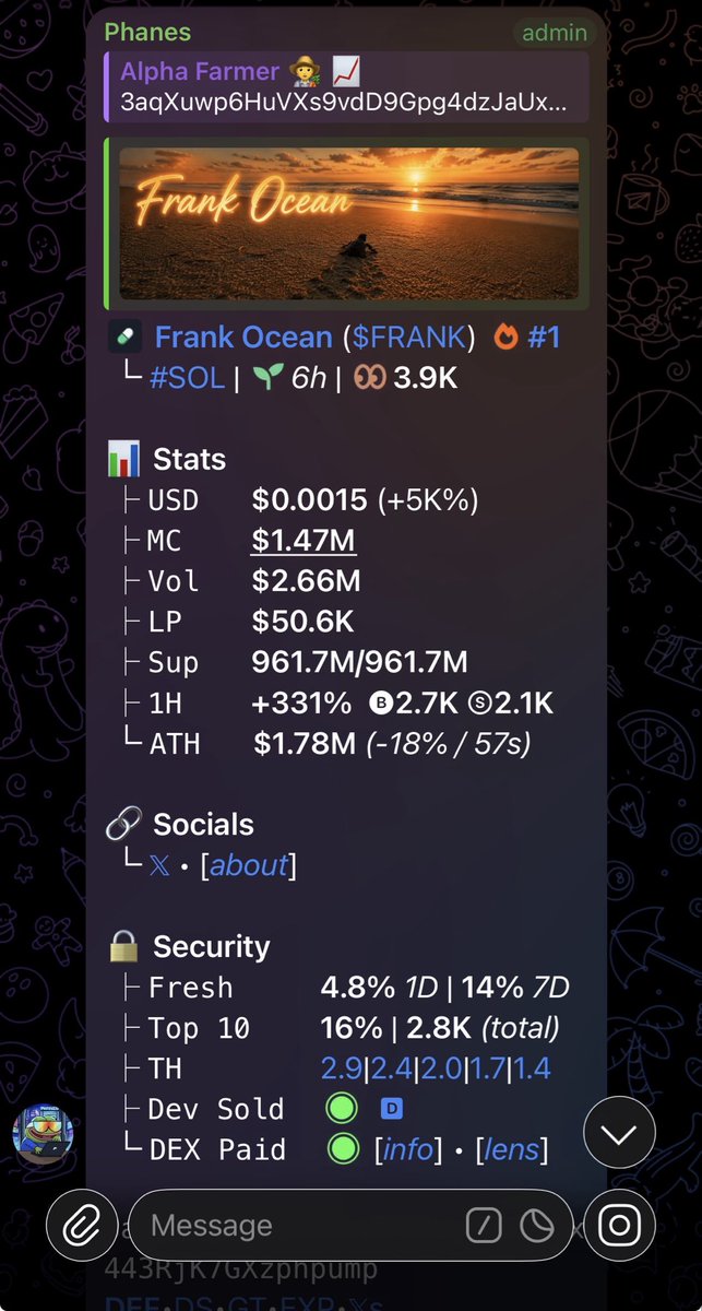 Alpha_farmer1's tweet photo. 71.9x Profit on $FRANK
LFG🚀🚀🚀

3aqXuwp6HuVXs9vdD9Gpg4dzJaUx443RjK7GXzphpump https://t.co/idOLfPlk1l