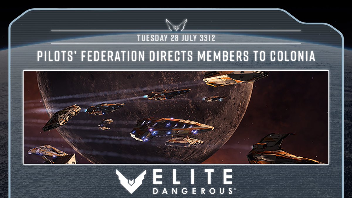 EliteDangerous's tweet photo. 📰 The Pilots’ Federation has issued a reminder to all members that Colonia is beginning final preparations for its 10th anniversary celebrations.

🔗 https://t.co/Enhfkjx3wp https://t.co/OlZENP1S4U