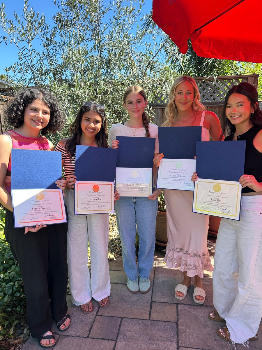 RepThompson's tweet photo. Congratulations Sophie, Kate, Arya, Claire, and Gemma on being named Climate Justice Champions! Their dedication to creating a safe and healthy future is inspirational. Thank you, Napa Climate NOW, for organizing this event and recognizing these climate justice champions. https://t.co/5EAncXey5O