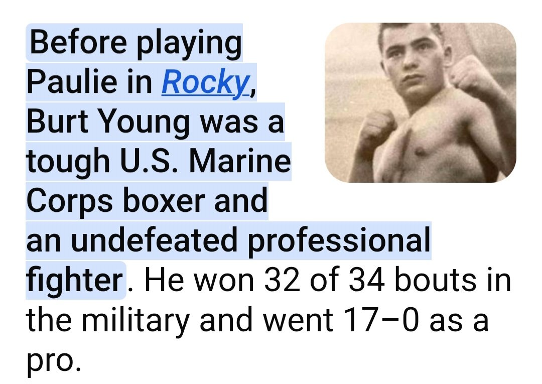 philchipbally2's tweet photo. #BurtYoung #USMC #Paulie #Rocky 🇺🇸🥊 https://t.co/19S1NNbAQP