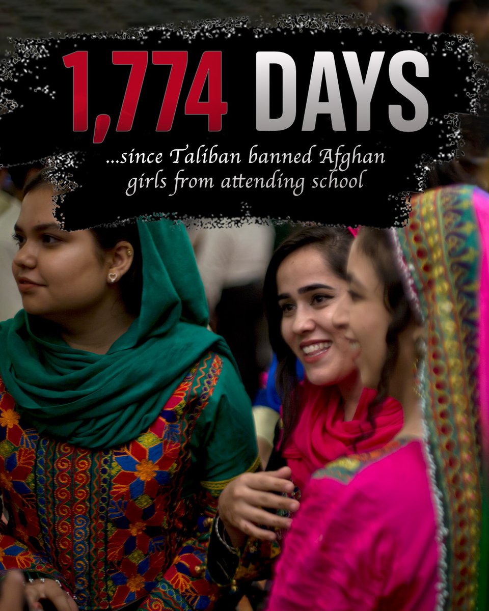 SkyYaldaHakim's tweet photo. 🔴 Day 1,774 since the Taliban stopped Afghan girls attending secondary school.  

Denying girls an education isn't just a violation of human rights. It damages the future of Afghanistan.

Where is the world's voice for Afghan women?

You are not forgotten.  

#Afghanistan #LetAfghanGirlsLearn