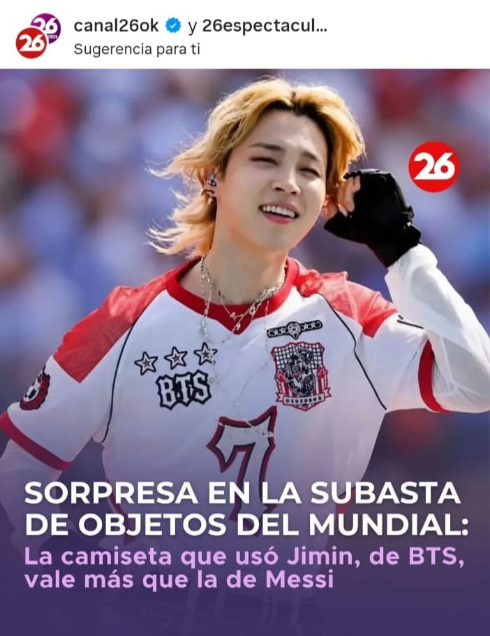 grisflor2018's tweet photo. 🇦🇷 OMG... JIMIN'S IMPACT REACHES CANAL 26 ON INSTAGRAM. 🔥

After making headlines on X, CANAL 26 has now brought the story to Instagram, spotlighting one of the biggest surprises of the 2026 World Cup memorabilia auction.

JIMIN EFFECT 💥

#JIMIN #지민 #JiminAtTheWorldCup https://t.co/tsdJdb0Rjm