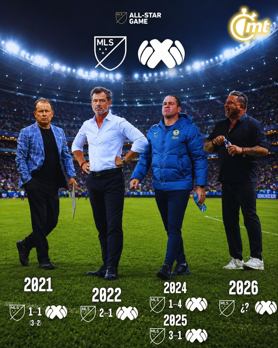 mediotiempo's tweet photo. ¡LOS TÉNICOS DEL ALL STAR GAME! 👀🇲🇽

Estos son los DTs que han participado en el Juego de Estrellas de la MLS y sus resultados al frente de las figuras de nuestra liga

¡Solo Jardine ha podido vencer a los vecinos del norte! https://t.co/EFfaymRk8s