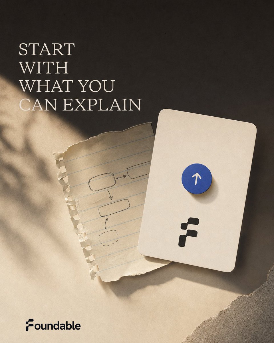 JoinFoundable's tweet photo. Ideas rarely arrive finished. That’s fine. Start with the part you can explain today. https://t.co/SbtUfiywTt