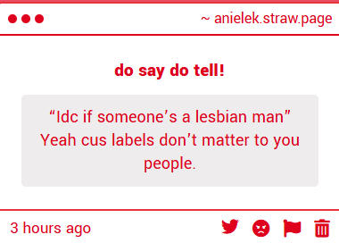 sulfurandante's tweet photo. or not everyone perceives labels as the little neat boxes that every single human can perfectly fit into. i dont care in the way of "they have personal autonomy to identify like that". in fact i care a lot, because they're my queer sibling and i cherish their identity. https://t.co/ZiYqfYT1S4