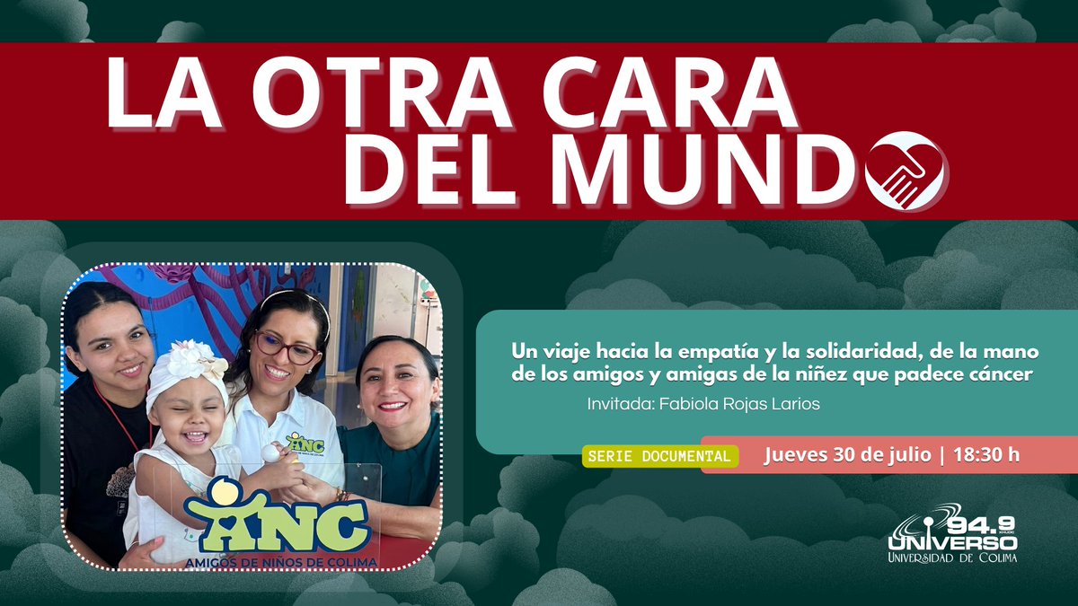 UNIVERSO949's tweet photo. No te pierdas la siguiente entrevista con la Dra. Fabiola Rojas Larios, nos harán viajar hacia la empatía y la solidaridad, de la mano de los amigos y amigas de la niñez que padece cáncer.

Sintonízanos este miércoles 29 de julio, a las 6:30 p.m. 👉 https://t.co/EqMWb8kIaZ https://t.co/CVYjgDZ9v7