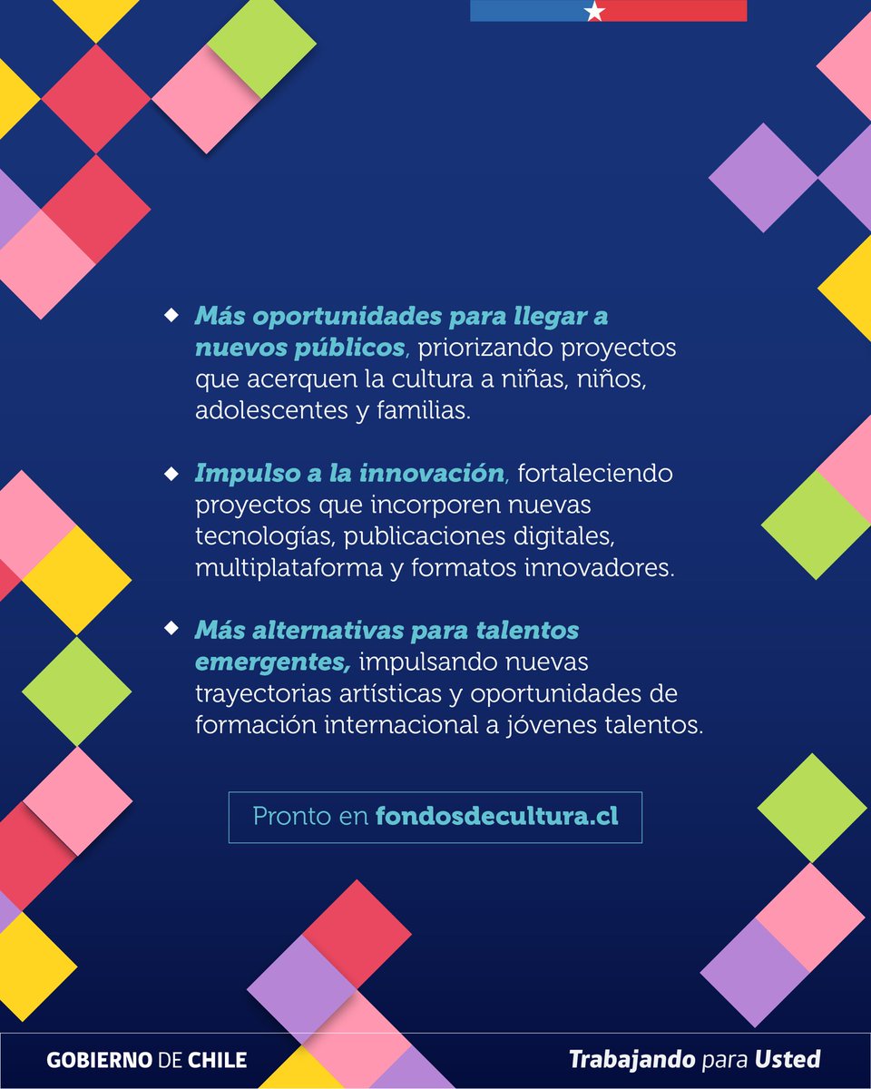 Culturas_RM's tweet photo. 📣 #FondosCultura2027 incorpora importantes novedades para fortalecer el impacto de los proyectos, facilitar el acceso a la cultura, impulsar nuevos talentos y ampliar la oferta cultural en todo el país.
👇 Revisa los principales cambios en nuestras gráficas. https://t.co/pB6ahFyF86