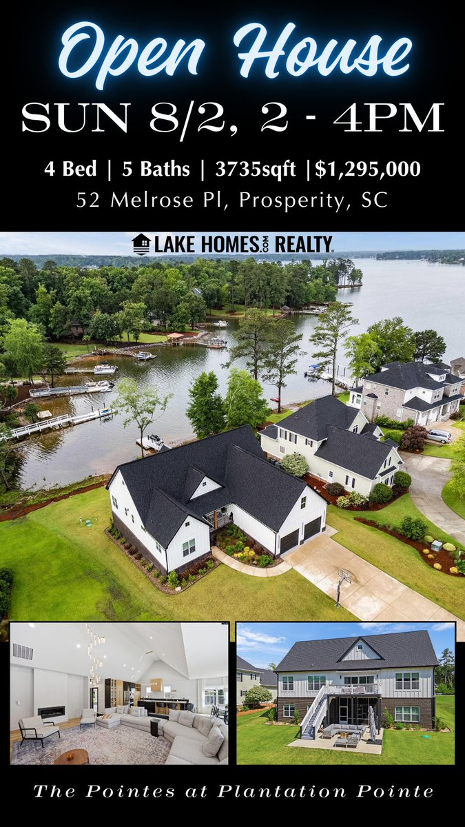 MichaelMurphyRE's tweet photo. ✨ You're invited to an Open House! ✨
This Sunday, Aug 2nd 2:00 PM - 4:00 PM 
Discover lakeside luxury at 52 Melrose Place in The Pointes at Plantation Pointe, a highly sought-after community on Lake Murray. https://t.co/VHA5qkU8aF https://t.co/vov8W8nTxQ