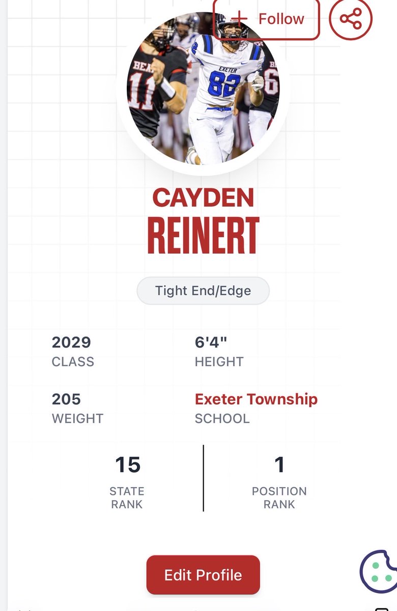 Caydenr_'s tweet photo. Thank you @PRZVicCastillo for ranking me as the #1 Tight End in the state! @PrepRedzonePA @footballcoach79 @ExeterTwpFB https://t.co/k33eXSjoXU