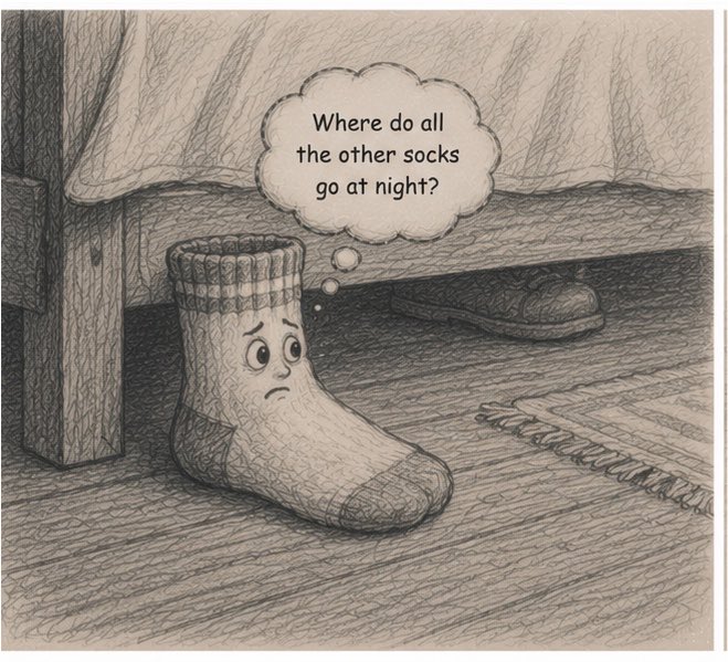 MaxMugambim's tweet photo. Where do all the other socks go at night? https://t.co/Mop3q2qzd4