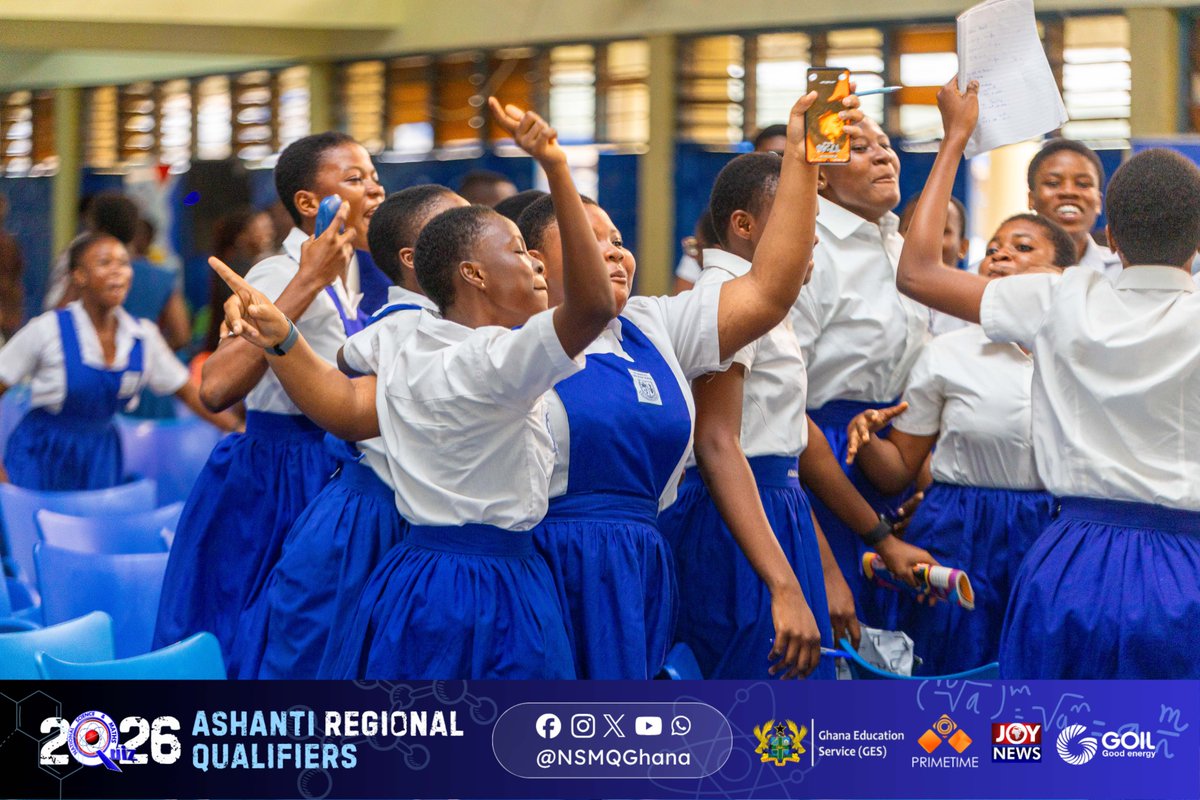 NSMQGhana's tweet photo. ASHANTI:

End of Contest

St. Monica's SHS: 49pts
Presby SHS, Bompata: 47pts
Bodwesango SHS: 1pt

MUNCHE!!!!!!!!!! St. Monica's SHS qualifying to the National Championship.

#NSMQ2026 #NSMQRegionals #Primetime https://t.co/3dNf0mdqft