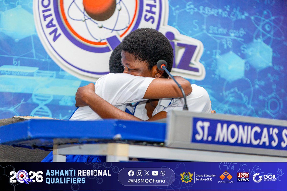 NSMQGhana's tweet photo. ASHANTI:

End of Contest

St. Monica's SHS: 49pts
Presby SHS, Bompata: 47pts
Bodwesango SHS: 1pt

MUNCHE!!!!!!!!!! St. Monica's SHS qualifying to the National Championship.

#NSMQ2026 #NSMQRegionals #Primetime https://t.co/3dNf0mdqft