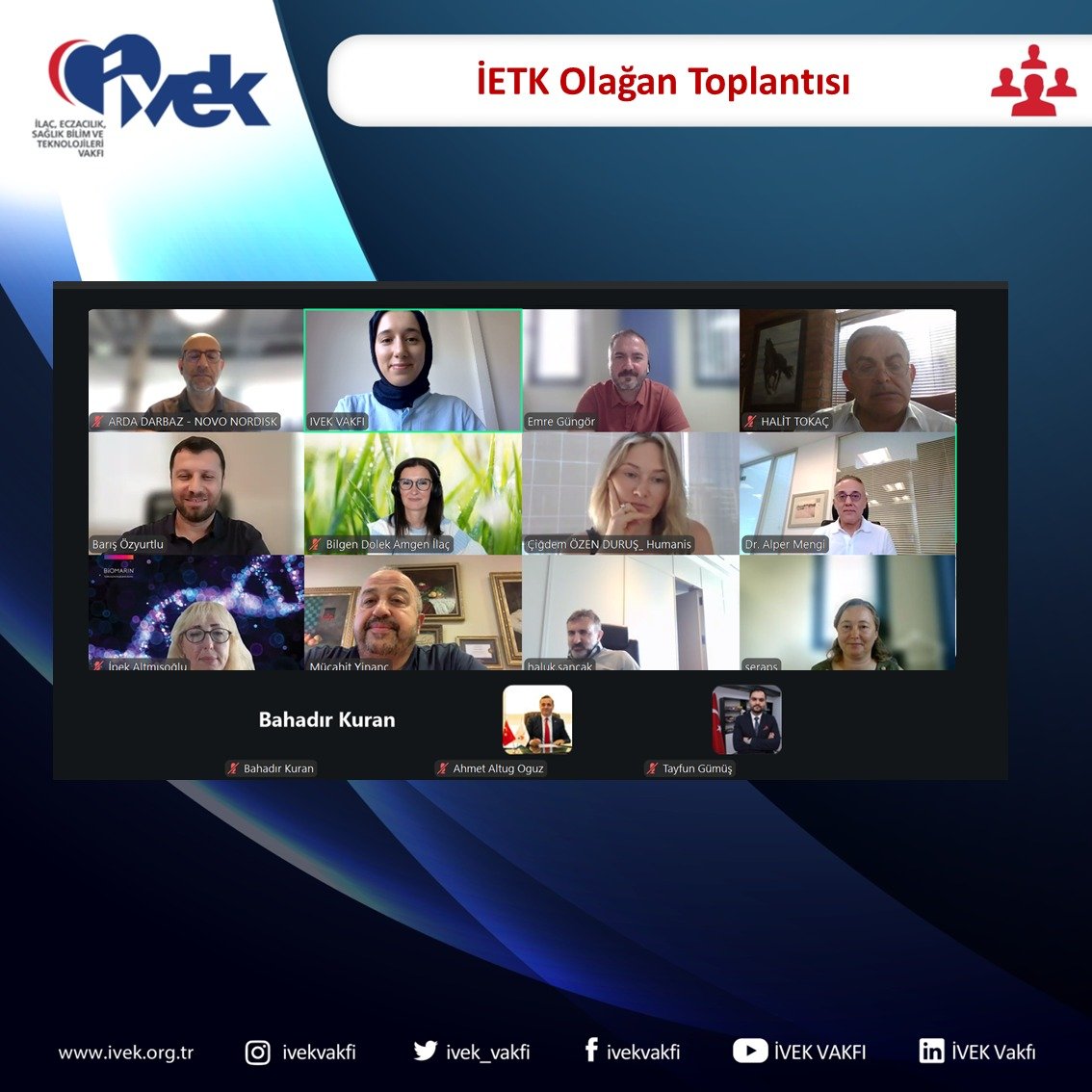 ivek_vakfi's tweet photo. İETK Olağan Komisyon Toplantısı Komisyon Başkanı Sn. Ecz. Barış Özyurtlu başkanlığında çevrim içi gerçekleştirildi. https://t.co/iU2jei75kh