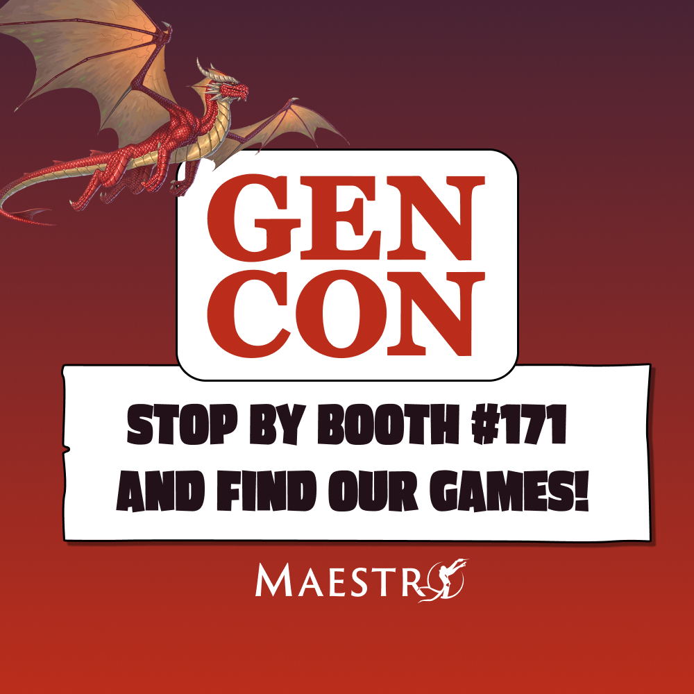 TheMaestroTeam's tweet photo. Maestro Media 👉Gen Con.
Stop by Booth #171 to check out our latest games, browse the booth, and come say hi! Whether you’re hunting for your next favorite or already a Maestro fan, come find us at the show!
#MaestroAtGenCon #GenCon2026 #BoardGames #TabletopGames #MaestroMedia https://t.co/JDG8pqx0Oq