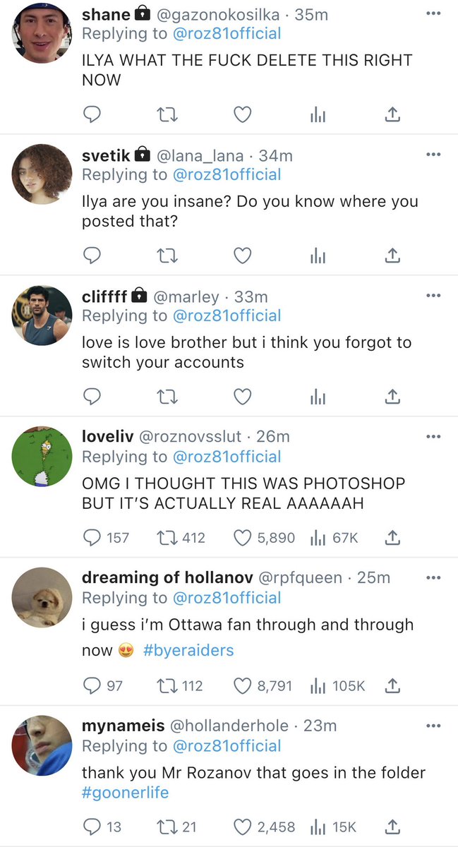 handsywoman's tweet photo. 2 tweets #hollanov smau. Before one of their games for Ottawa, Ilya accidentally posts a picture of Shane on his official page instead of priv 🤷🏻‍♀️ https://t.co/L3YOn1wEIU