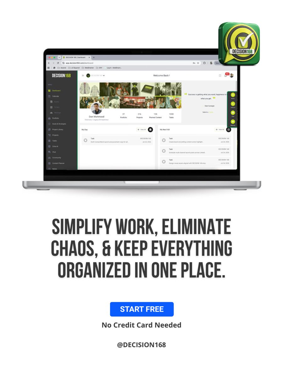 decision168's tweet photo. No clarity, no productivity. It's that simple. #HowRealTeamsWork.
Start free - no credit card needed
https://t.co/p38km7zN1K
#DECISION168 #WorkSmarter #Efficiency #Simplify https://t.co/FHVEgR08VX