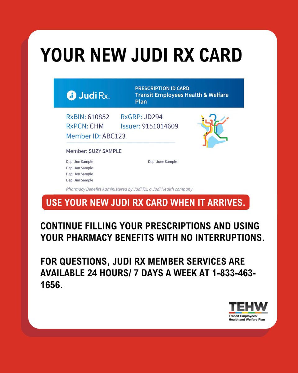 TEHWOfficial's tweet photo. 📬CareFirst BlueChoice HMO &amp; PPO (Non-Medicare) members: Be on the lookout for your new Judi Rx (formerly Capital Rx) prescription cards in the mail! 

Use your new card when it arrives. Your benefits will remain the same.

Learn more: https://t.co/K3IUDvoO50 https://t.co/sUn4kiJOUv