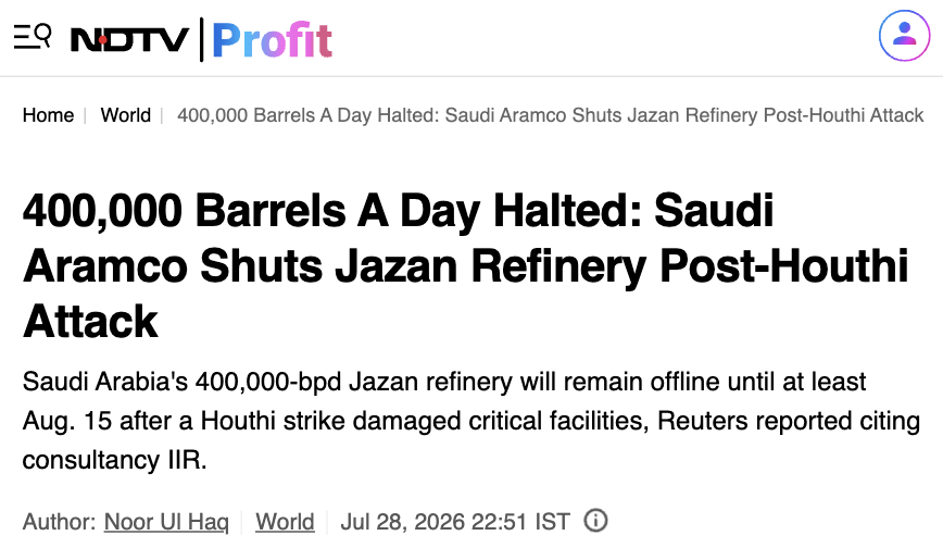 Kennedy_Finance's tweet photo. 🇸🇦 Saudi Aramco suspend Abqaiq, la plus grande usine de traitement de pétrole brut au monde.

Vous avez du pétrole pour hedger le reste de votre portfolio ? https://t.co/IVplK9Kham