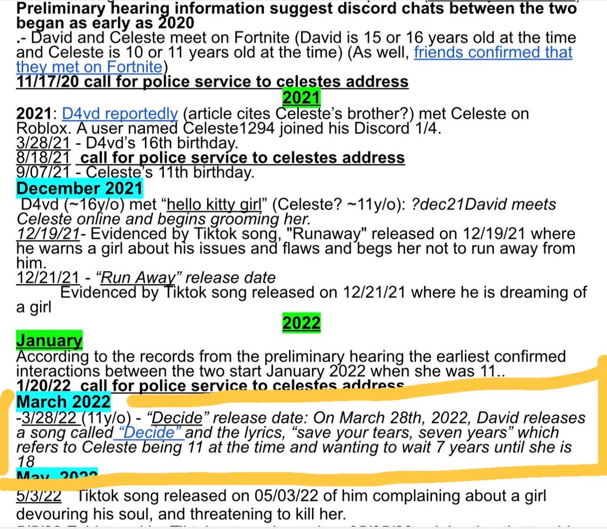 caramelcolored's tweet photo. People are lying about Celeste! she never lied to d4vd! 

D4vd has always known Celeste’s age. He released Decide for her where he basically tells her to save her tears and wait 7 years.  18-7=11.   It’s already confirmed that he had contact with her by this point. 

Also an 11 year old does NOT sound like a 16 year old. He knew her age and he kept grooming her.