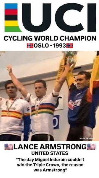 capnuhlir's tweet photo. @faustocoppi60 @laflammerouge16 Some may not know, but Lance won the rainbow jersey at the age of 21. https://t.co/aUCJPmlhPr