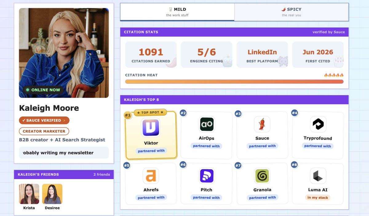 kaleighf's tweet photo. So @getsauceai just told me I crossed the 1,000 mark for earned AI citations across 5 of the 6 major engines with my LinkedIn articles + YouTube videos 👀 https://t.co/ziaecMchTx