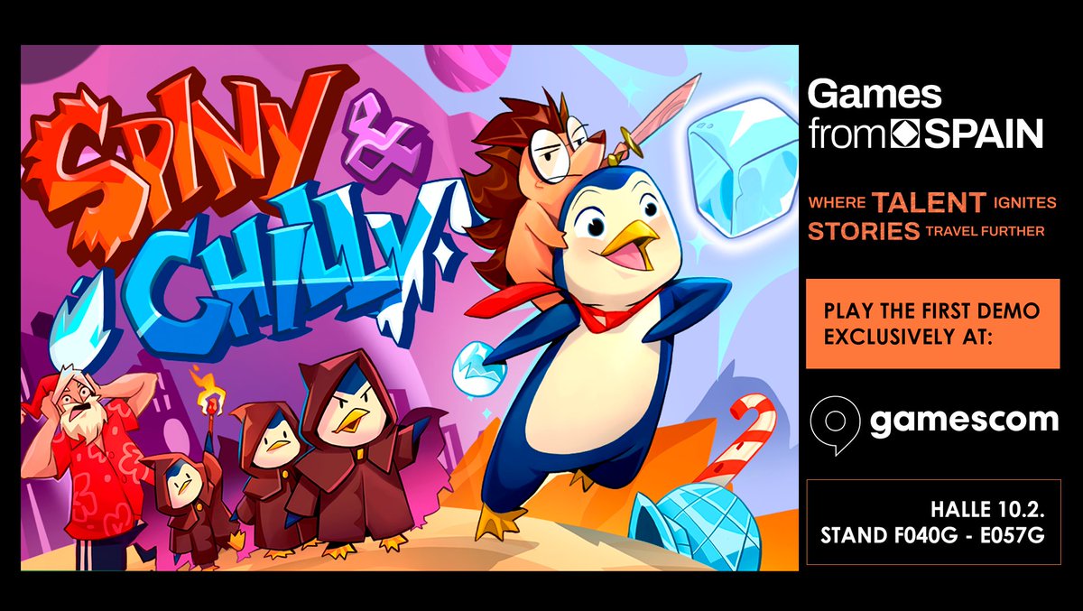 prisutstudio's tweet photo. Spiny &amp; Chilly 🐧 are bringing a breath of freezing air to @gamescom this year thanks to @ElJap_ES ! 🧊

Try our demo and enjoy a classic 3D platforming experience. We’ll be waiting for you in the Hall 10.2 Booth F040g - E057g. 🎮 https://t.co/oSuT4xNulb