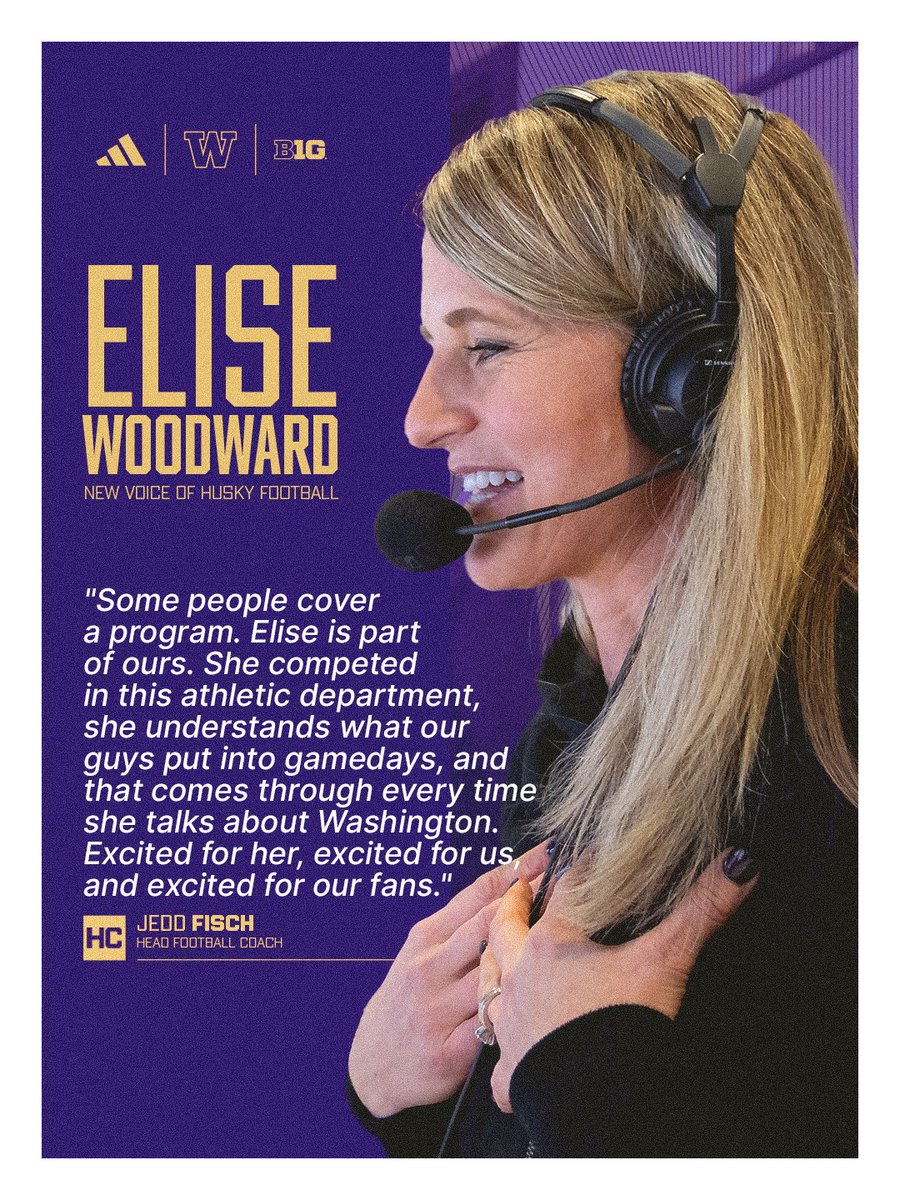 UW_Football's tweet photo. 🎙️@CoachJeddFisch on @EliseMWoodward, the new voice of Husky Football. https://t.co/7Y3ipvYZXC