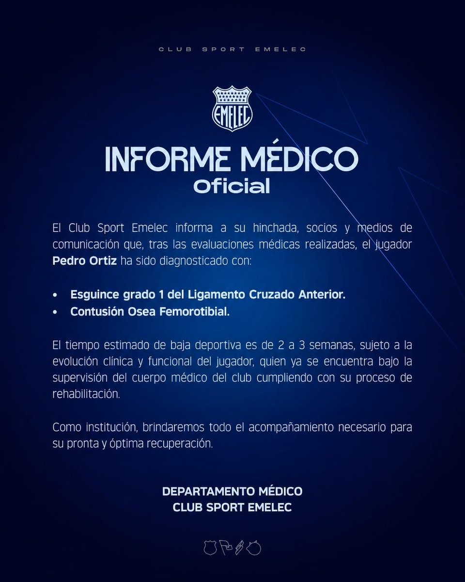 CSEmelec's tweet photo. 📄Informe Médico: Pedro Ortiz https://t.co/V1zzbdcrL4