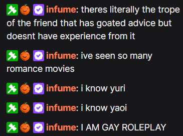 ae_narr's tweet photo. infume is really invested in the yuri on ghostie's stream https://t.co/0tuPwjGkRI