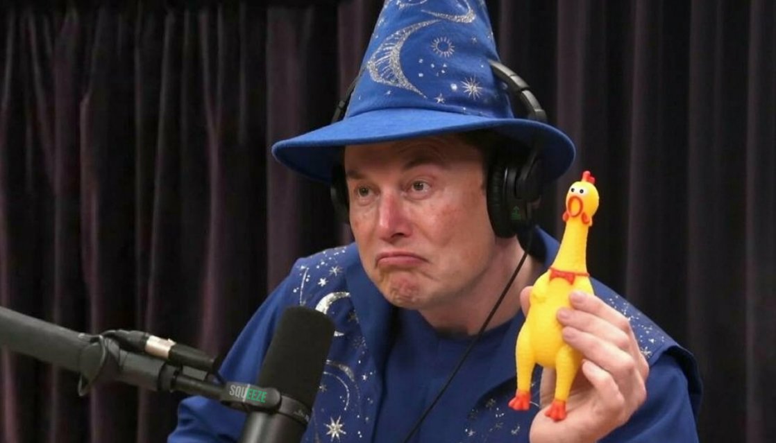 squeezydave's tweet photo. @elonmusk The grand wizard squeezing his chicken https://t.co/EbSAh5vAjI