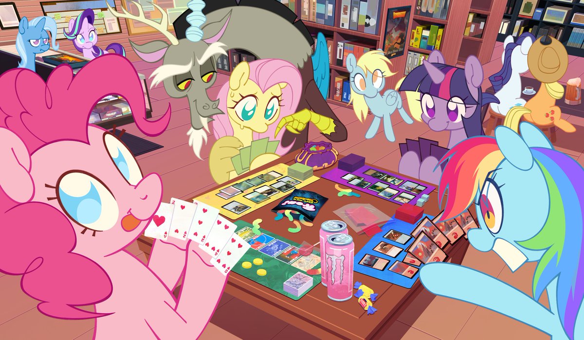 Lexivine's tweet photo. "A Friend In Need"

Or

"Ponies Playing Magic" https://t.co/zxXpPk2knC