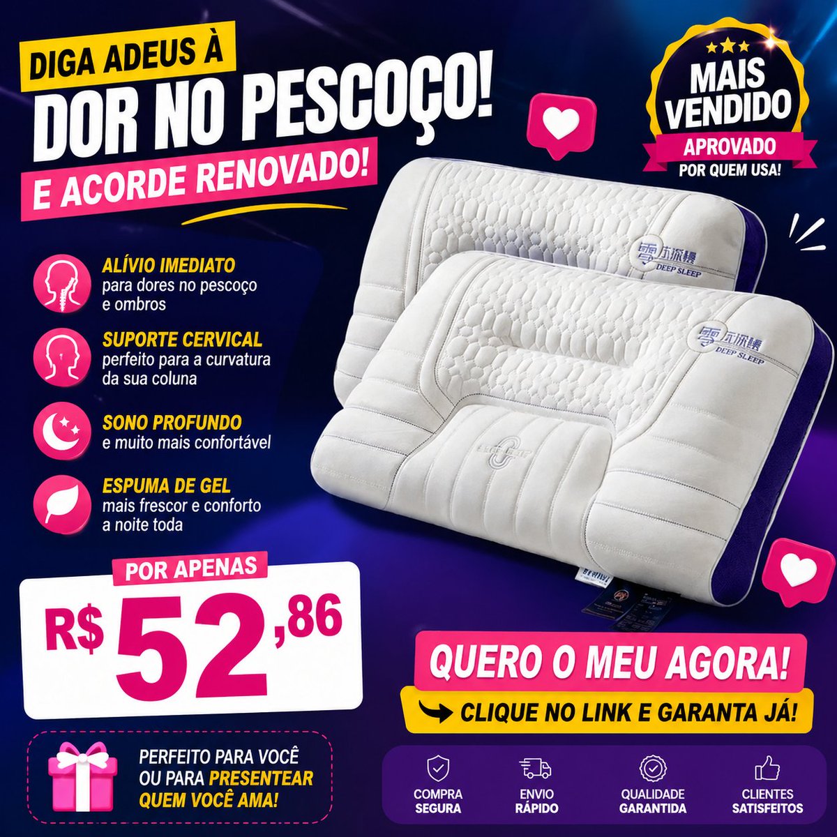 achadinhostom's tweet photo. 😴💤 Acorde sem dores! Travesseiro Cervical Ortopédico com Espuma de Gel por apenas R$ 52,86. Garanta o seu antes que acabe! 🔥👇 

👉https://t.co/rBJbLHH7ua

#Oferta #Promoção #SonoPerfeito #Conforto #Achadinhos #Desconto #Viral https://t.co/EGu8OgfrH3