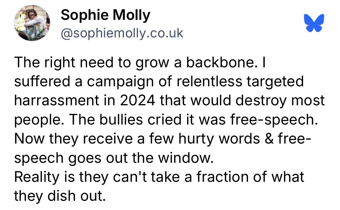stueymaco's tweet photo. And what harassment was that? Being told you’re a bloke and to stop using women’s toilets? Criticism for announcing through a megaphone you wanted to take a shit on JK Rowling? Or was it the mockery for the nipple peg/gag photos you posted? Or maybe the 3 blokes you share a home with and the 4 of you think you are women?