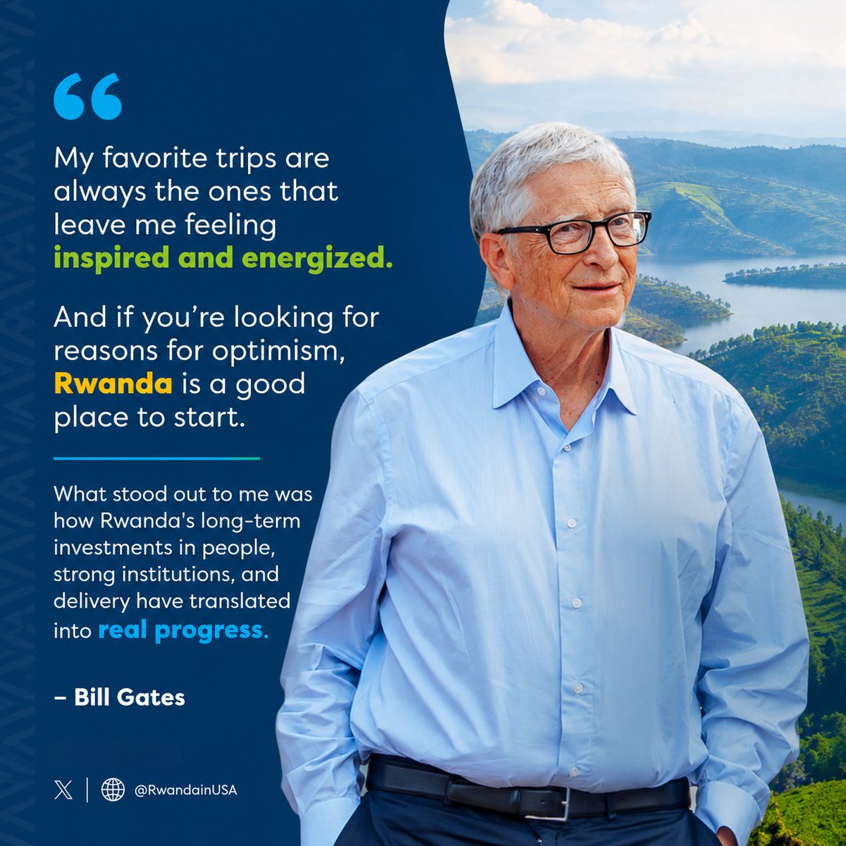 RwandaInUSA's tweet photo. Read @BillGates ' reflections on his recent visit to Rwanda and why he believes Rwanda is a good place to start if you're looking for reasons for optimism.
https://t.co/307ZkN5kUx https://t.co/IcVZoCwemW