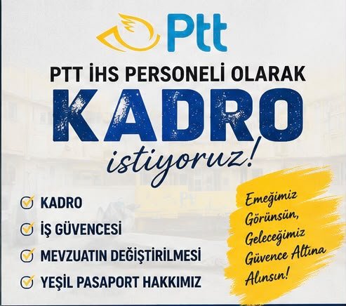 UgurSolak34's tweet photo. 13 yıldır sözleşmeli çalışıyoruz artık kadro hakkımız
#CbaşkanımPTTihsyeKadro https://t.co/QVsledDodg
